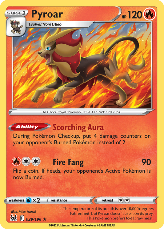 Pyroar 29/196 Rare Holo | Lost Origin | Pokemon Card