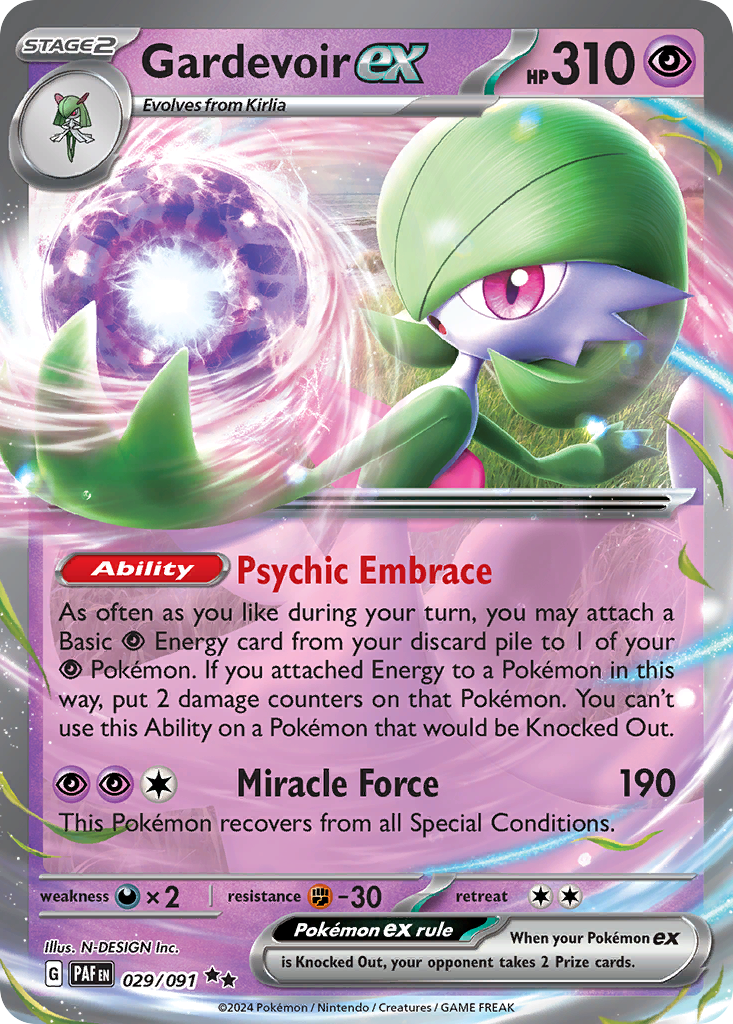 Gardevoir ex 29/91 Double Rare | Paldean Fates | Pokemon Card