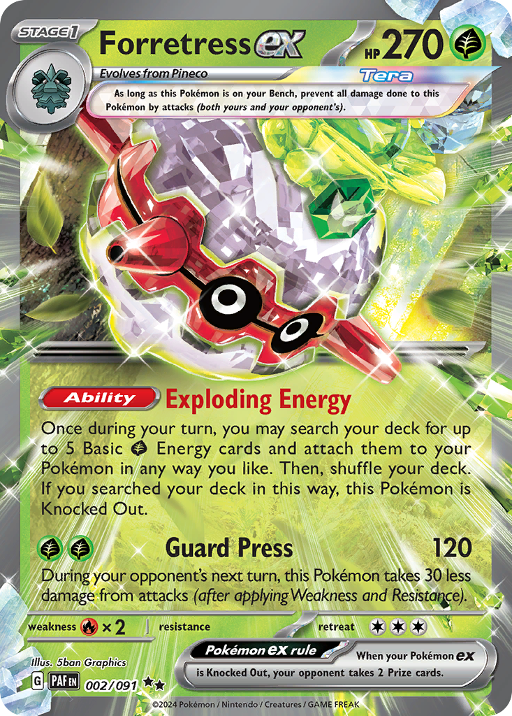 Forretress ex 2/91 Double Rare | Paldean Fates | Pokemon Card