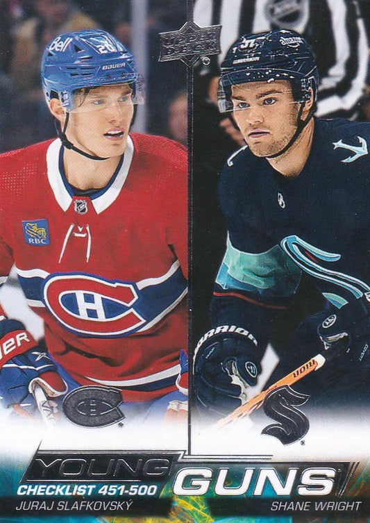 Young Guns Checklist (Juraj Slafkovsky / Shane Wright) 
YG, CL #500 Montreal Canadiens / Seattle Kraken | 2022-23 Upper Deck | NHL Card