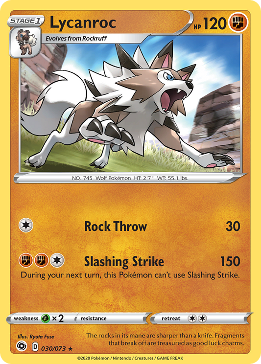 Lycanroc 30/73 Rare Holo | Champion's Path | Pokemon Card