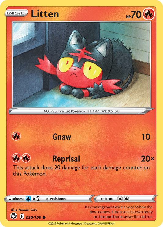 Litten 30/195 Common | Silver Tempest | Pokemon Card