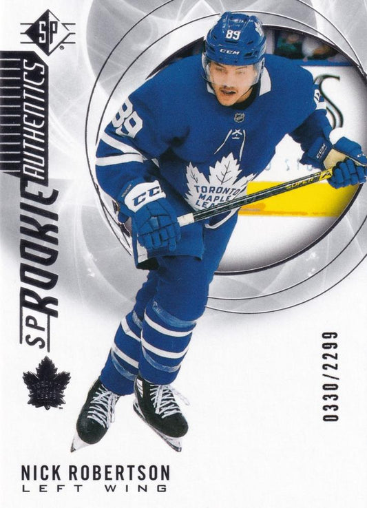 Nick Robertson 
RA, RC, SN2299 #118 Toronto Maple Leafs | 2020-21 SP | NHL Card