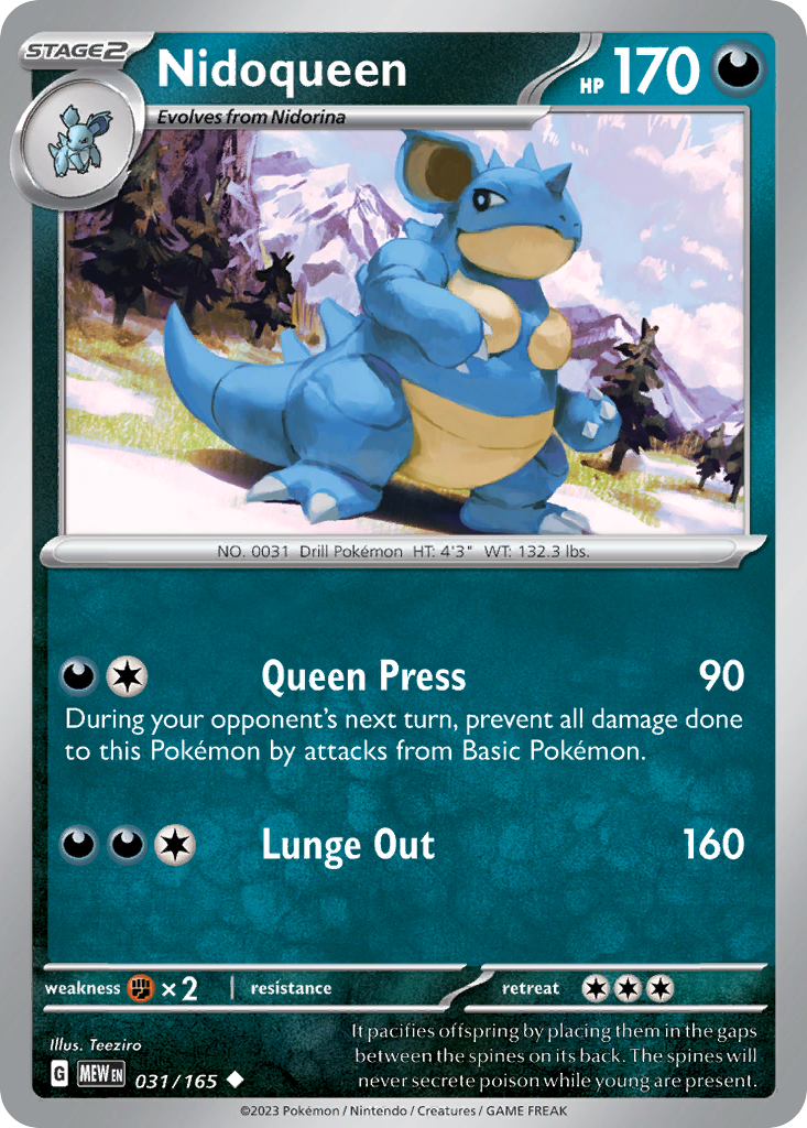 Nidoqueen 31/165 Uncommon | 151 | Pokemon Card