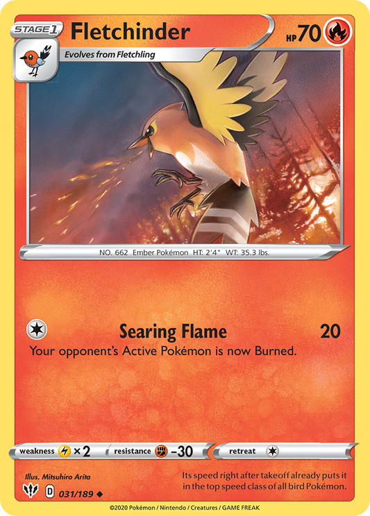 Fletchinder 31/189 Uncommon | Darkness Ablaze | Pokemon Card