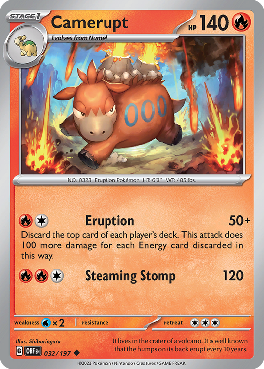 Camerupt 32/197 Uncommon | Obsidian Flames | Pokemon Card