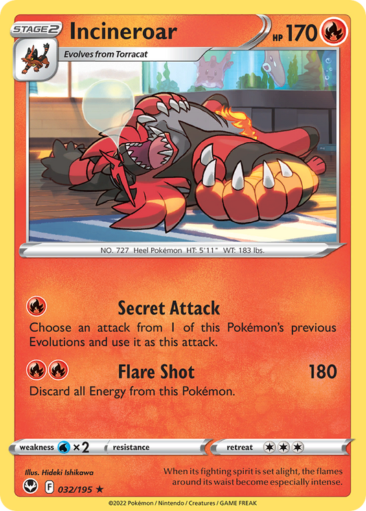 Incineroar 32/195 Rare | Silver Tempest | Pokemon Card