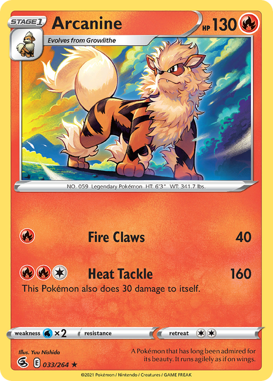 Arcanine 33/264 Rare | Fusion Strike | Pokemon Card