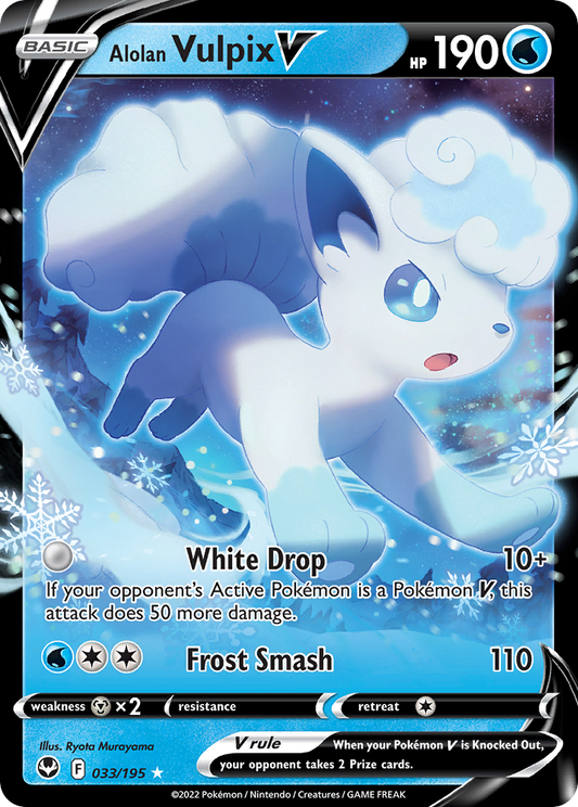 Alolan Vulpix V 33/195 Rare Holo V | Silver Tempest | Pokemon Card