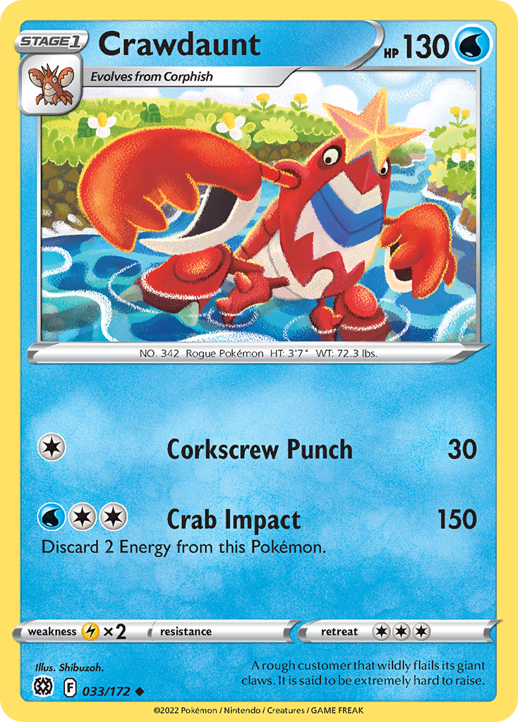 Crawdaunt 33/172 Uncommon | Brilliant Stars | Pokemon Card