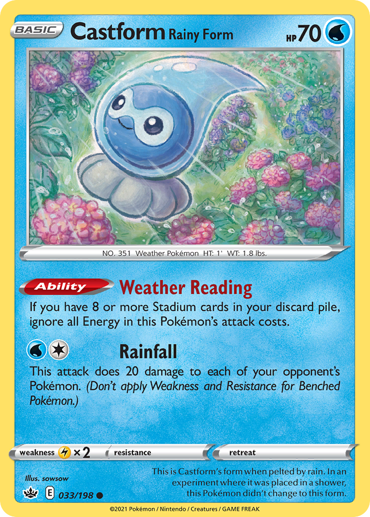 Castform Rainy Form 33/198 Common | Chilling Reign | Pokemon Card