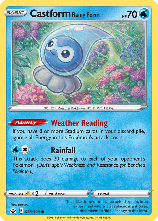 Castform Rainy Form 33/198 Common | Chilling Reign | Pokemon Card