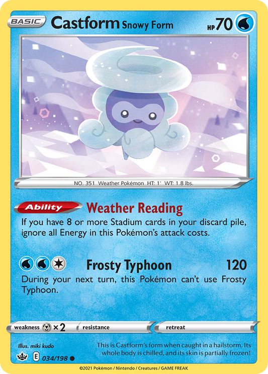 Castform Snowy Form 34/198 Common | Chilling Reign | Pokemon Card