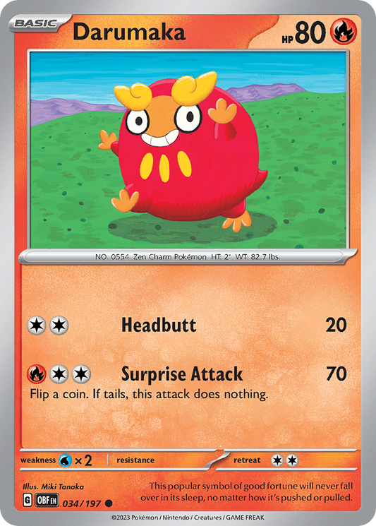 Darumaka 34/197 Common | Obsidian Flames | Pokemon Card