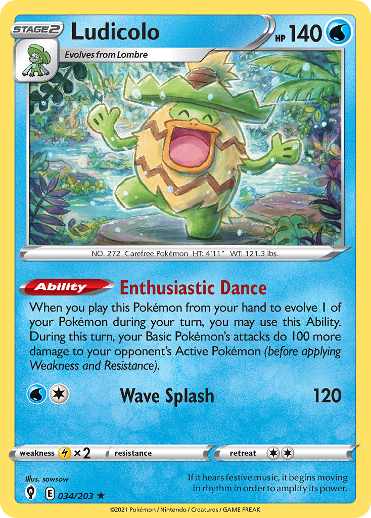 Ludicolo 34/203 Rare Holo | Evolving Skies | Pokemon Card