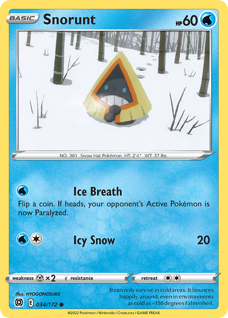 Snorunt 34/172 Common | Brilliant Stars | Pokemon Card