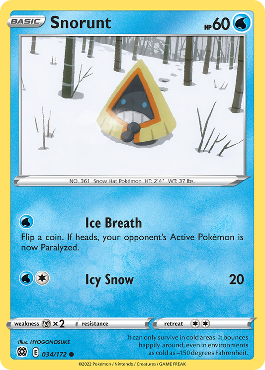 Snorunt 34/172 Common | Brilliant Stars | Pokemon Card