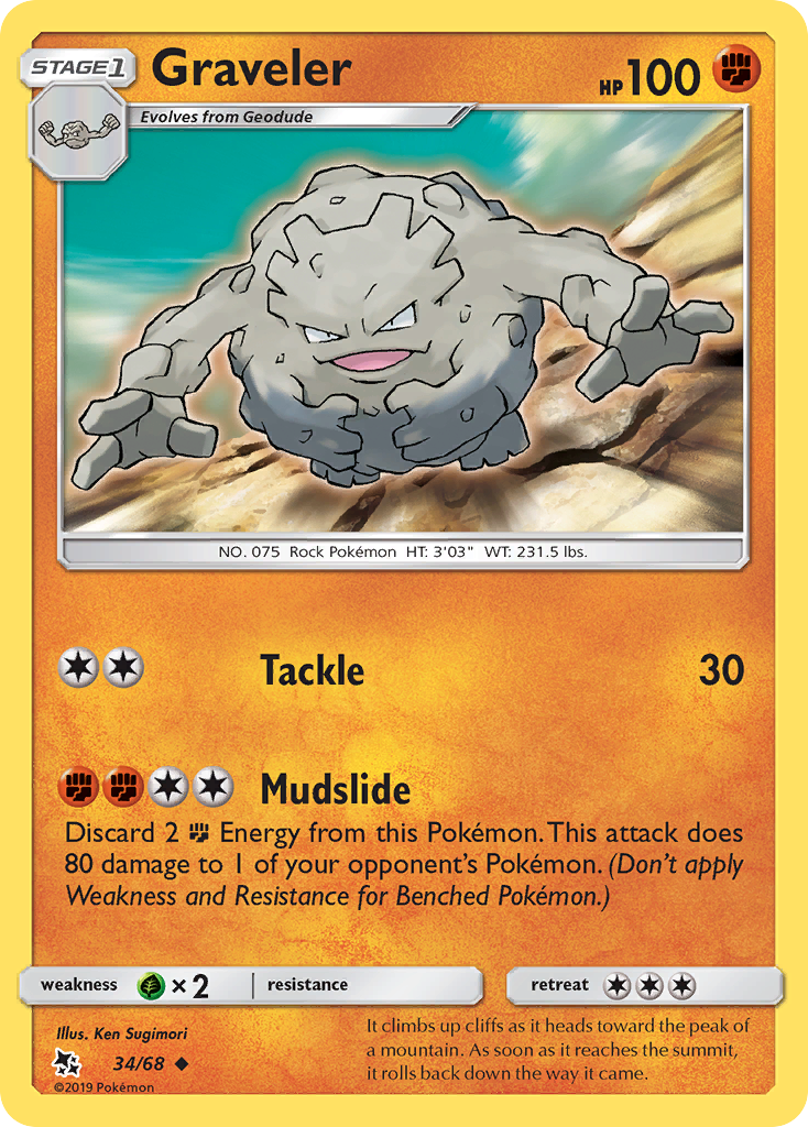 Graveler 34/68 Uncommon | Hidden Fates | Pokemon Card