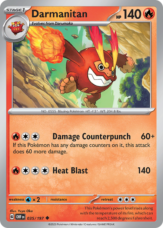 Darmanitan 35/197 Uncommon | Obsidian Flames | Pokemon Card