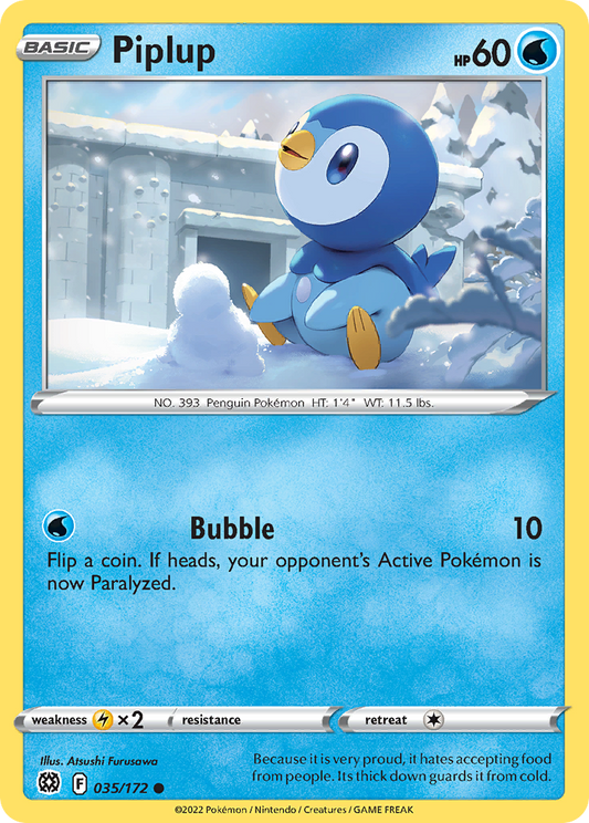 Piplup 35/172 Common | Brilliant Stars | Pokemon Card