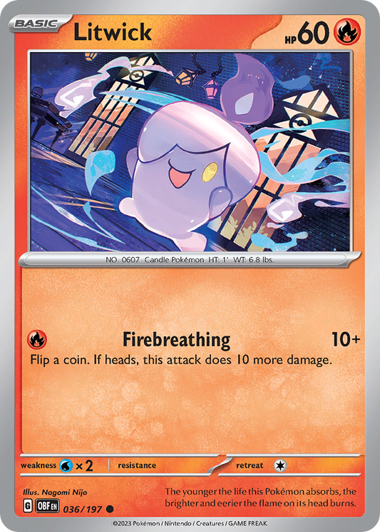 Litwick 36/197 Common | Obsidian Flames | Pokemon Card