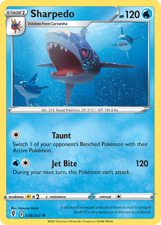 Sharpedo 36/203 Rare | Evolving Skies | Pokemon Card