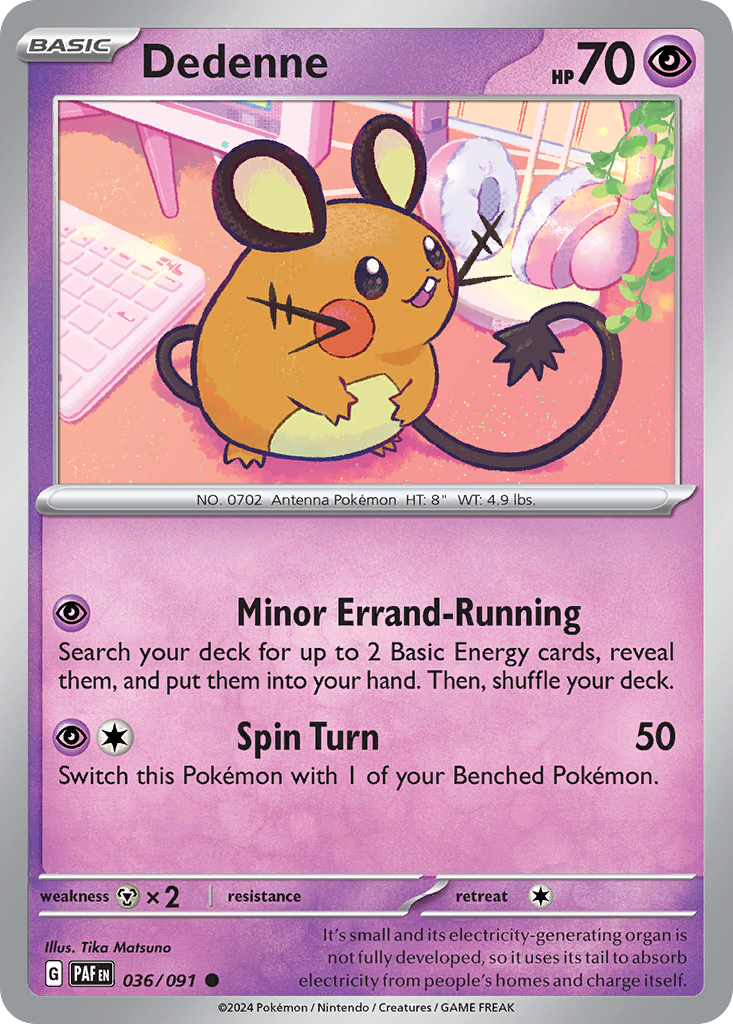 Dedenne 36/91 Common | Paldean Fates | Pokemon Card