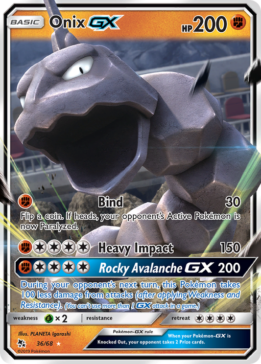 Onix-GX 36/68 Rare Holo GX | Hidden Fates | Pokemon Card