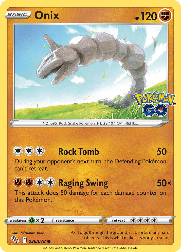 Onix 36/78 Common | Pokémon GO | Pokemon Card