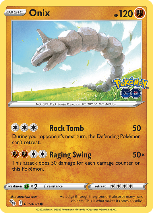 Onix 36/78 Common | Pokémon GO | Pokemon Card