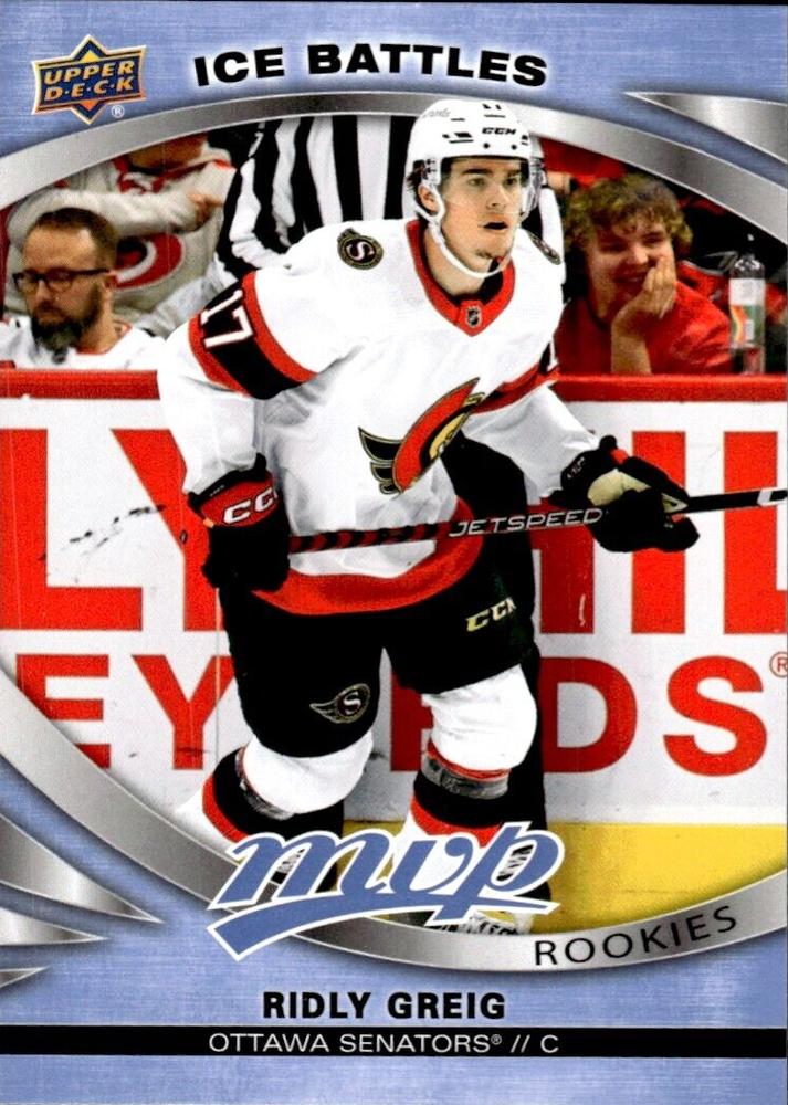 Ridly Greig 
ROO #233 Ottawa Senators | 2023-24 Upper Deck MVP - Ice Battles | NHL Card