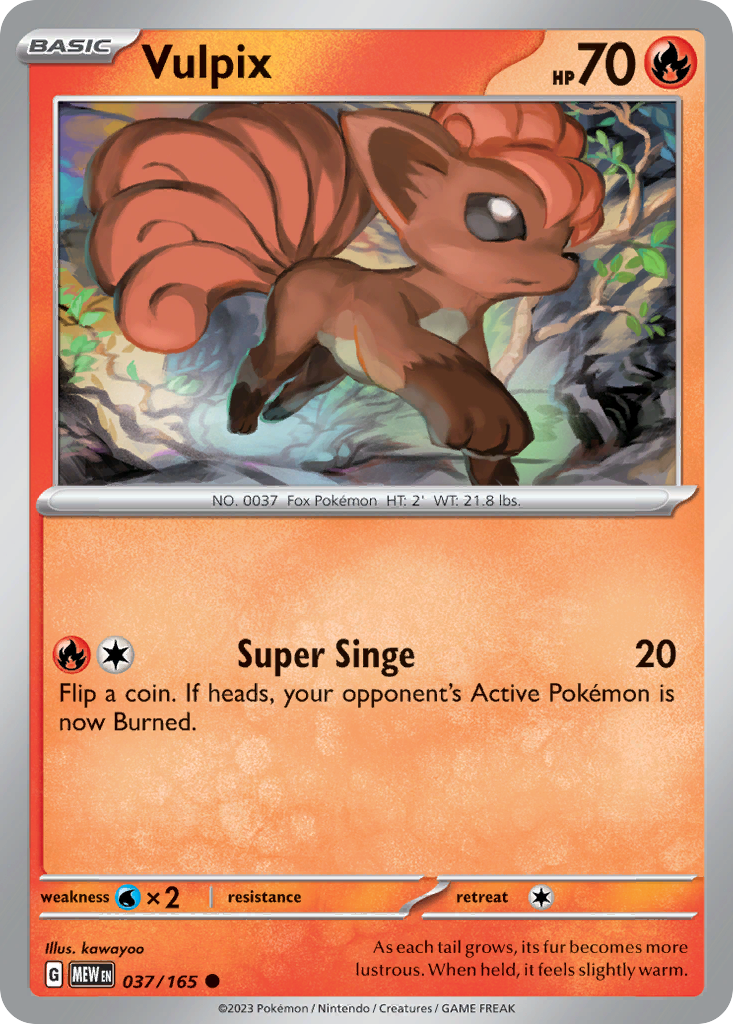 Vulpix 37/165 Common | 151 | Pokemon Card