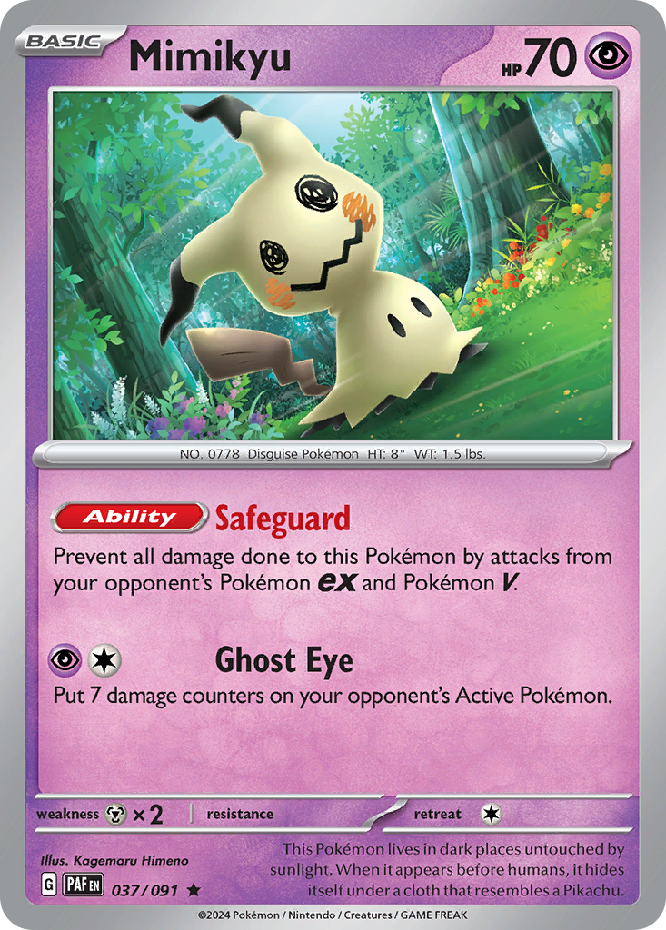 Mimikyu 37/91 Rare Holo | Paldean Fates | Pokemon Card