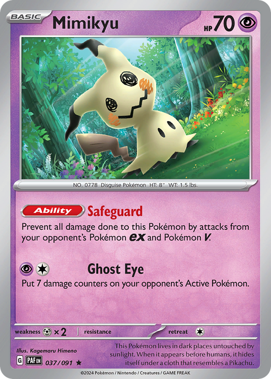 Mimikyu 37/91 Rare Holo | Paldean Fates | Pokemon Card