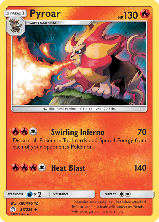 Pyroar 37/236 Uncommon | Cosmic Eclipse | Pokemon Card