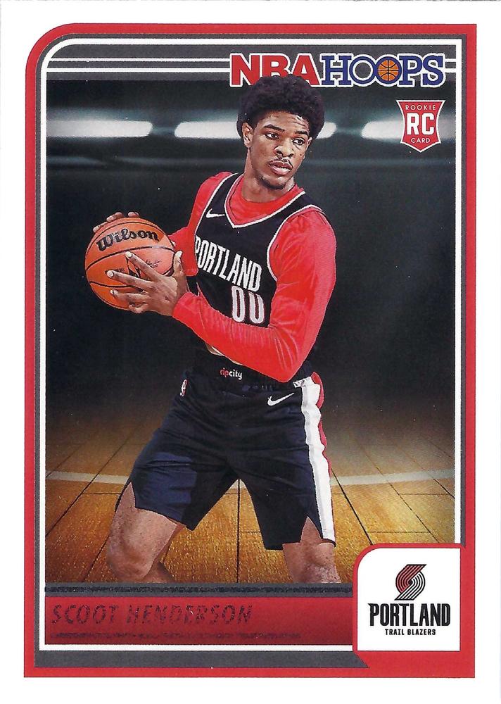 Scoot Henderson 
RC #232 Portland Trail Blazers | 2023-24 Hoops | NBA Card