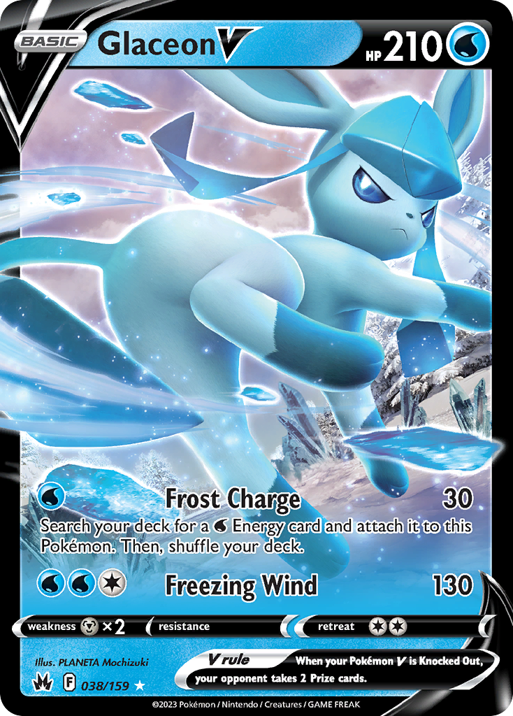 Glaceon V 38/159 Rare Holo V | Crown Zenith | Pokemon Card