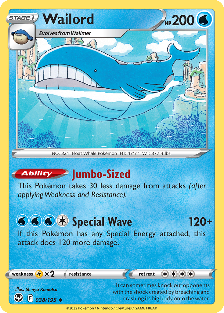 Wailord 38/195 Uncommon | Silver Tempest | Pokemon Card