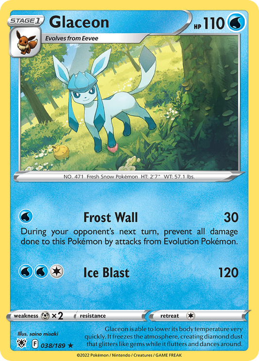 Glaceon 38/189 Rare | Astral Radiance | Pokemon Card