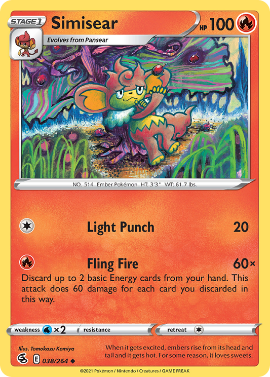 Simisear 38/264 Uncommon | Fusion Strike | Pokemon Card