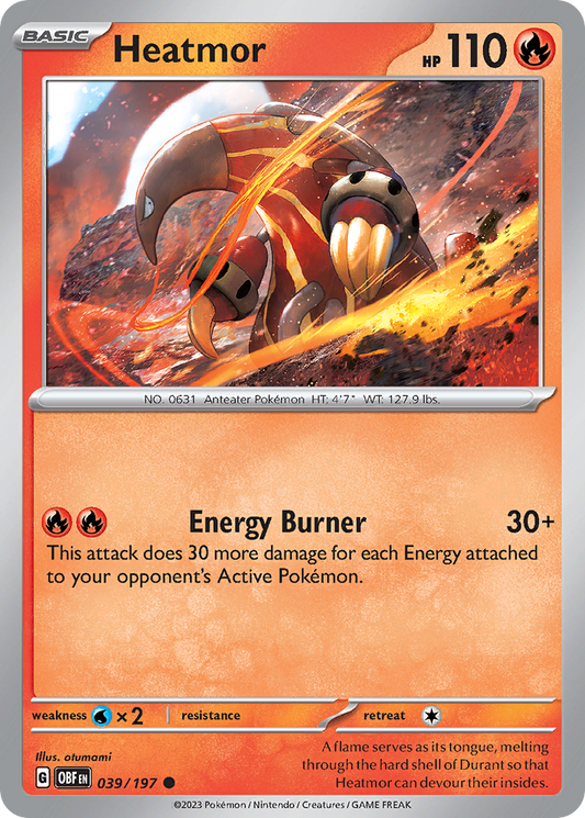 Heatmor 39/197 Common | Obsidian Flames | Pokemon Card