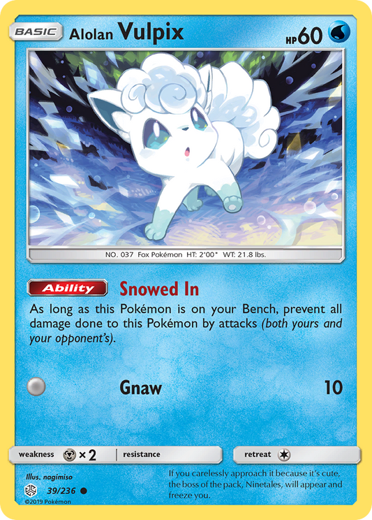 Alolan Vulpix 39/236 Common | Cosmic Eclipse | Pokemon Card