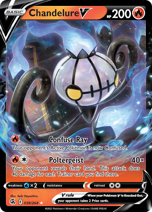 Chandelure V 39/264 Rare Holo V | Fusion Strike | Pokemon Card