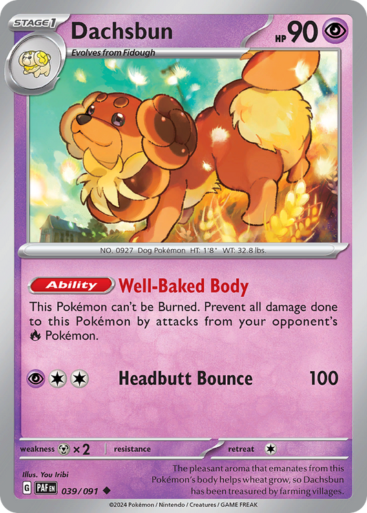 Dachsbun 39/91 Uncommon | Paldean Fates | Pokemon Card