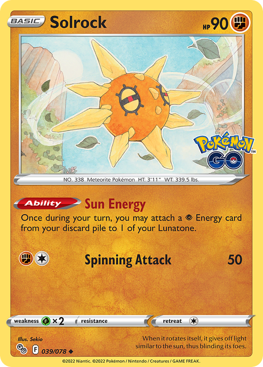 Solrock 39/78 Uncommon | Pokémon GO | Pokemon Card