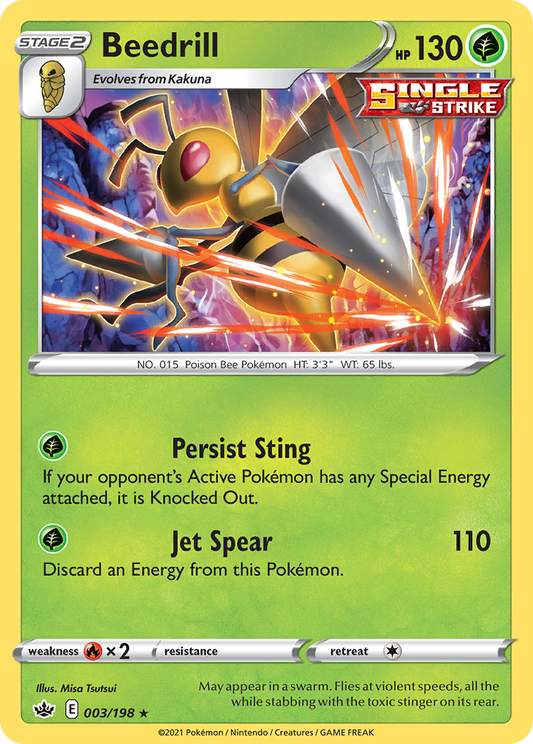 Beedrill 3/198 Rare Holo | Chilling Reign | Pokemon Card