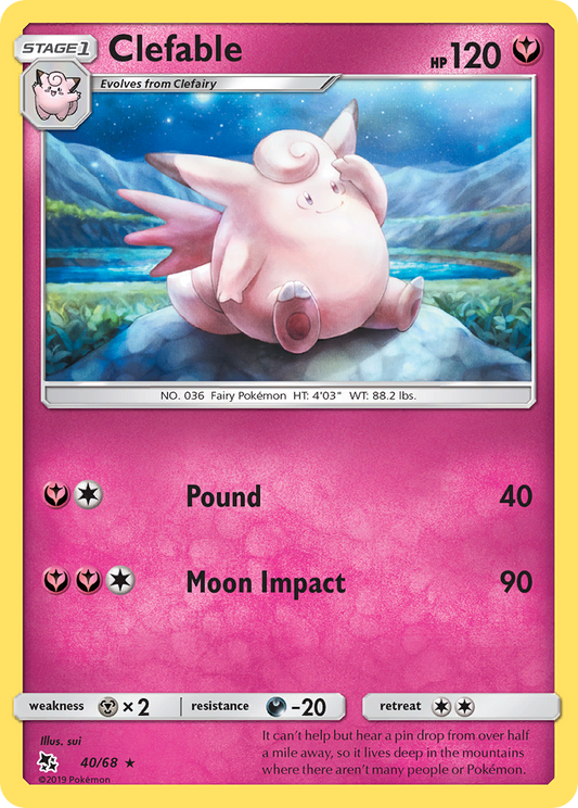 Clefable 40/68 Rare | Hidden Fates | Pokemon Card