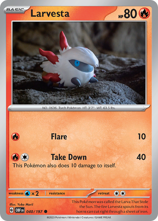 Larvesta 40/197 Common | Obsidian Flames | Pokemon Card