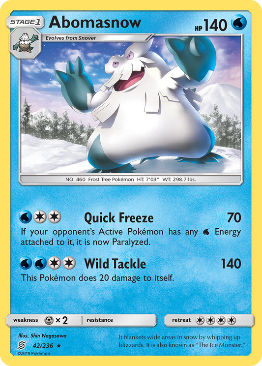 Abomasnow 42/236 Rare | Unified Minds | Pokemon Card