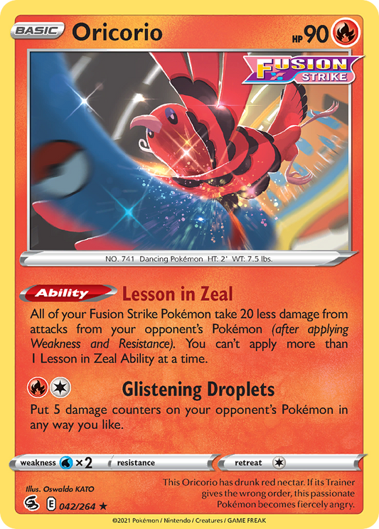 Oricorio 42/264 Rare | Fusion Strike | Pokemon Card